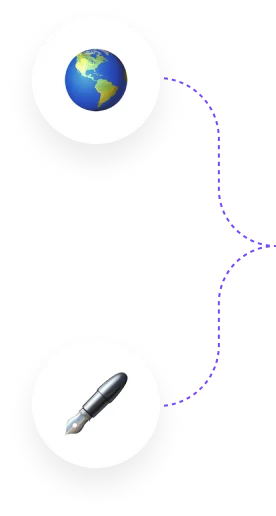 Team avatar working on a laptop surrounded by email, and automation