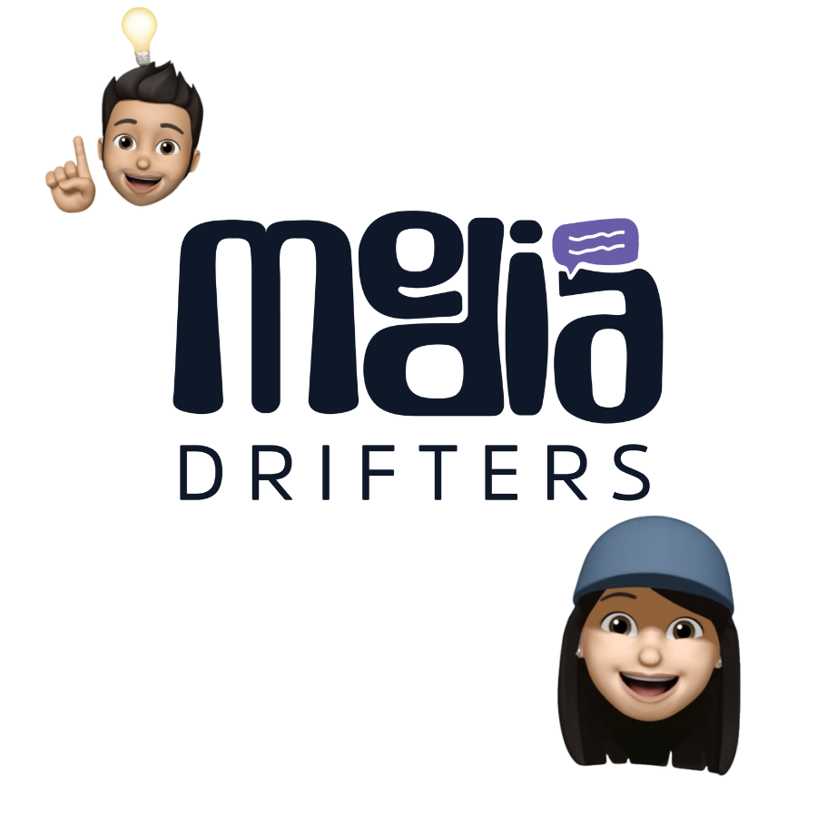 Media Drifters logo with team avatar emphasizing brand values